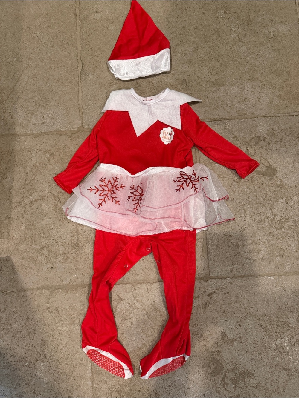 Red Holiday Snowflake Elf on the shelf Kids Costume with Hat